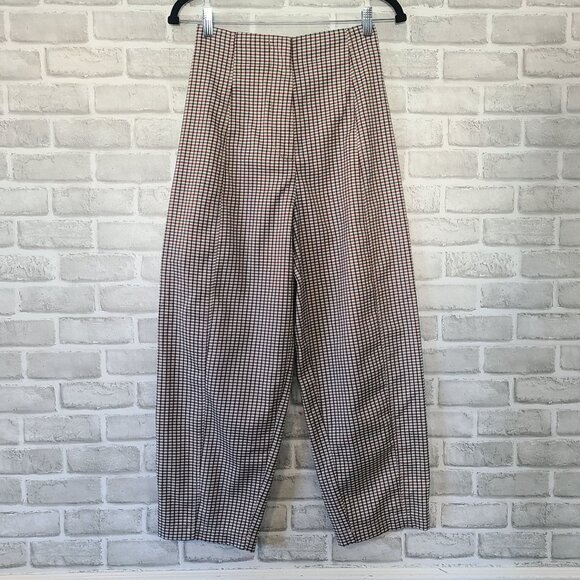Urban Outfitters Checkered High Rise Trouser Pants Boho Relaxed Casual Womens 2 - Picture 1 of 8